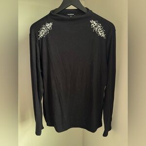 Express Black Long Sleeve Top with Embellishments